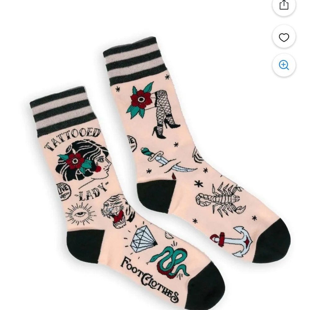 Tattooed Lady Graphic Socks - Black and Cream